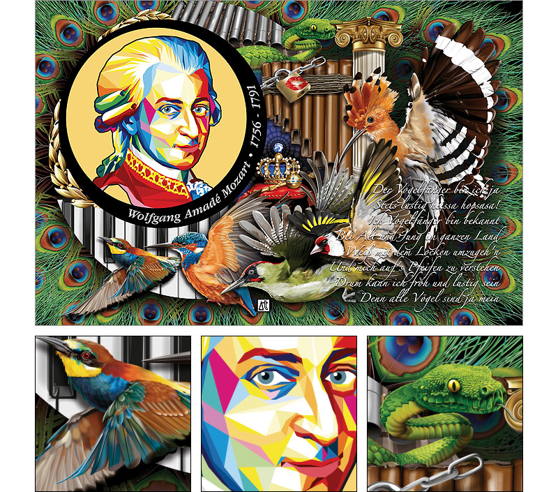 Artwork "der Papageno" mit Detailansichten